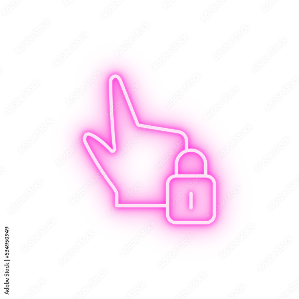 Lock touch gesture security neon icon Lock touch gesture security neon icon