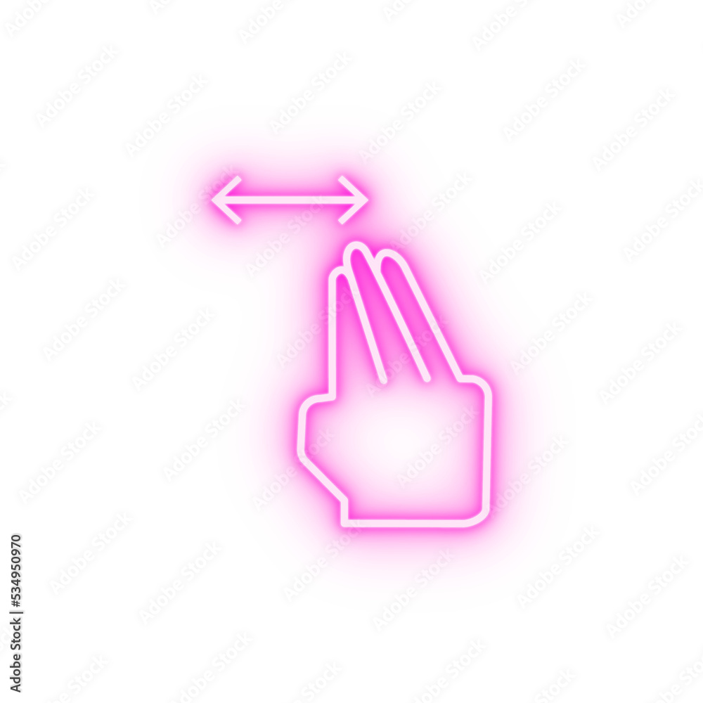 Drag touch horizontal neon icon Drag touch horizontal neon icon