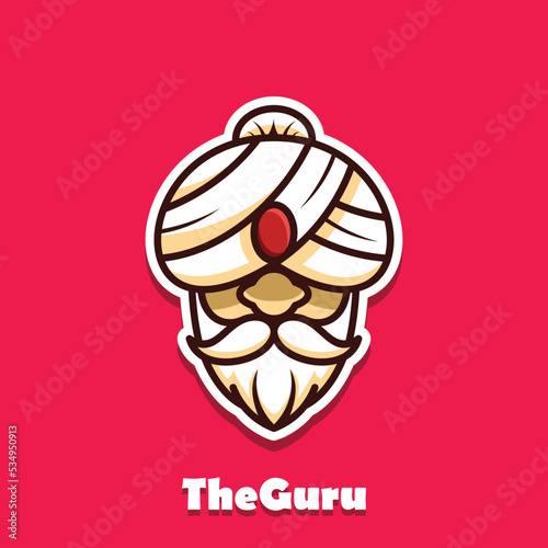 Iconic logo design featuring guru in cartoon style.