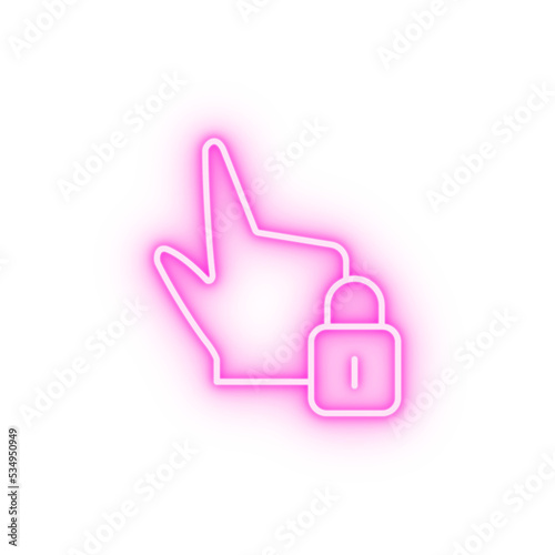 Lock touch gesture security neon icon