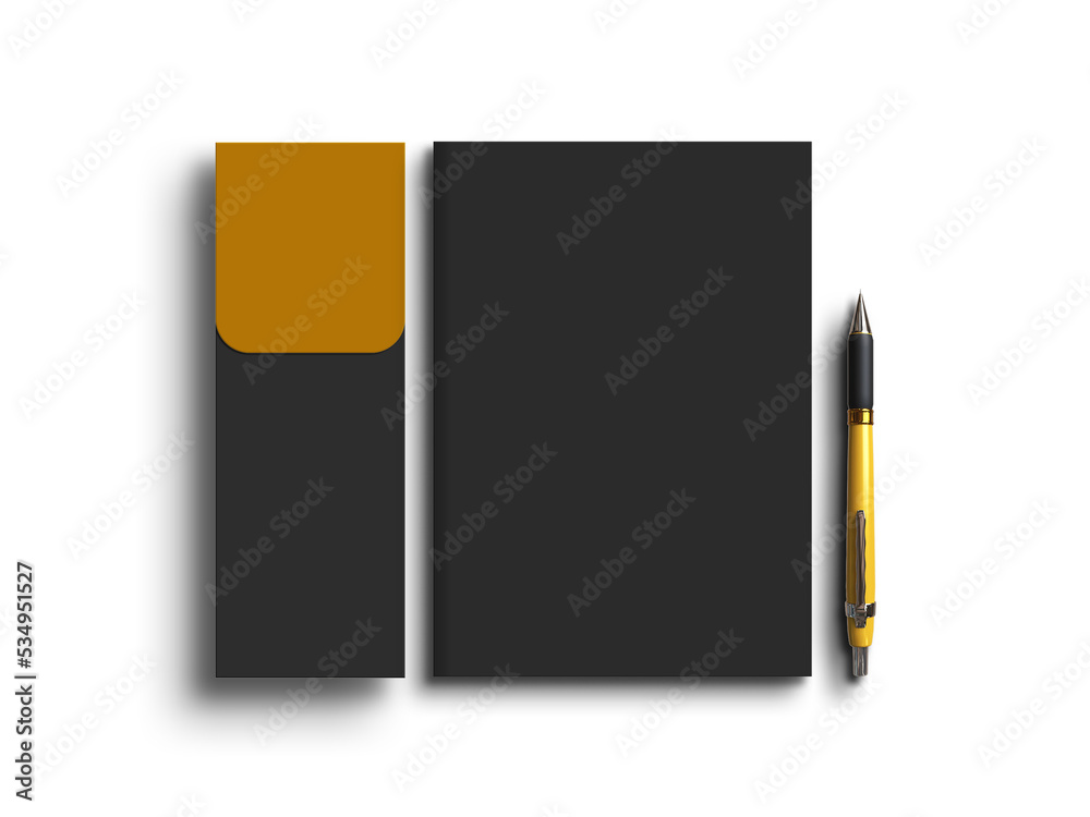 Dark document with envelope mockup