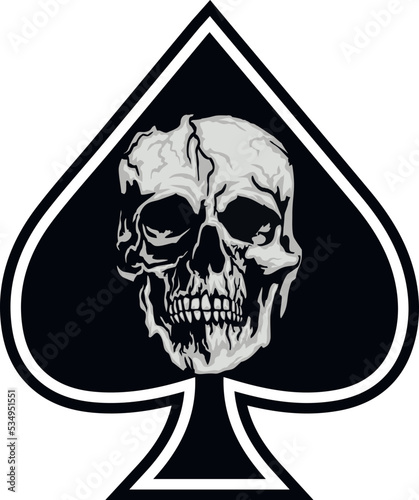 ace of spades with skull, grunge vintage design t shirts