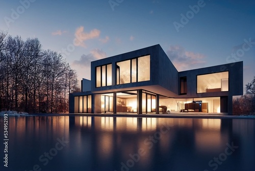 3d rendering of modern cozy house, 3d illustration © Marius