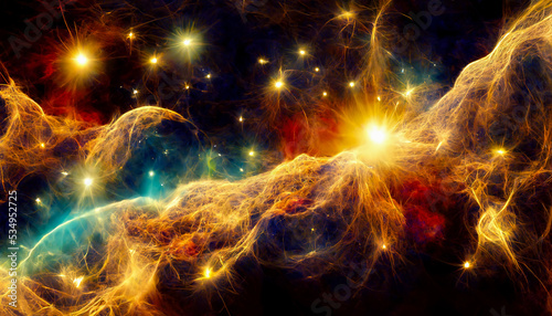 Incredibly beautiful galaxy in outer space. Nebula night starry sky. Multicolor outer space. planets  stars. 3D Rendering
