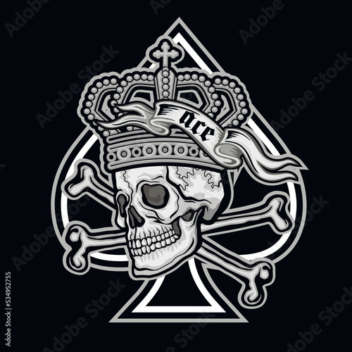ace of spades with skull, grunge vintage design t shirts