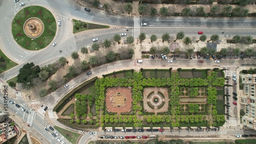Widok na ogrody pałacu Alcazaba Malaga Hiszpania