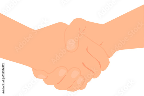 Two hands making handshake. Handshake. White background. Flat vector illustration.