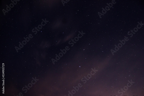 Night sky with stars in summer with a slight glow from the horizon