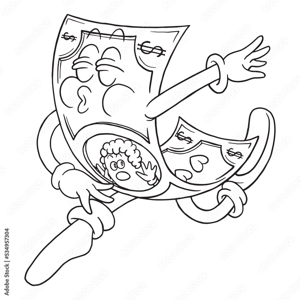 Coloring Illustration Of Cartoon Funny Money Stock Vector Adobe Stock