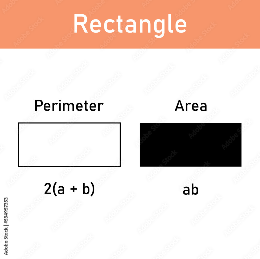 Perimeter and area of rectangle formula. vector illustration isolated ...