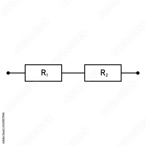 resistance in series diagram isolated on white background.