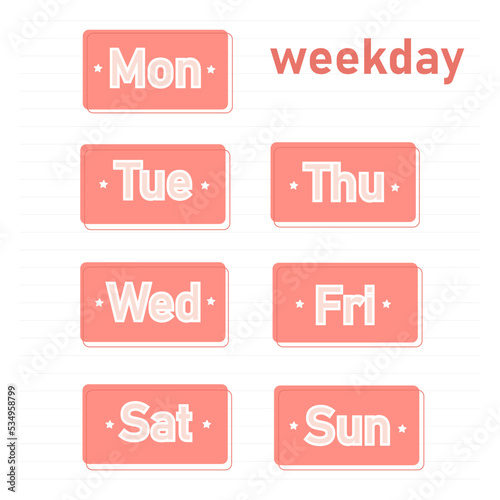 days of the week for the design of the notebook