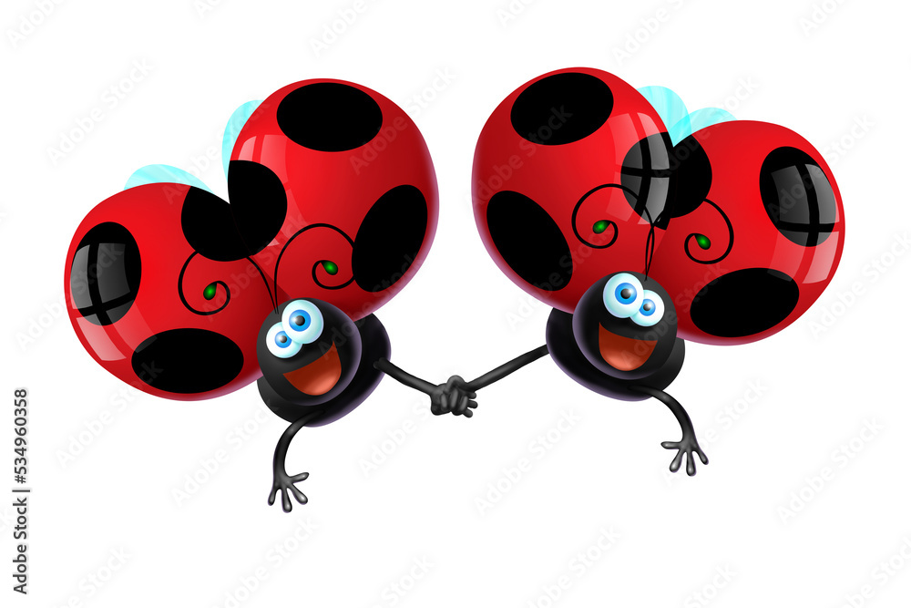 Fototapeta premium coppia coccinelle sposi