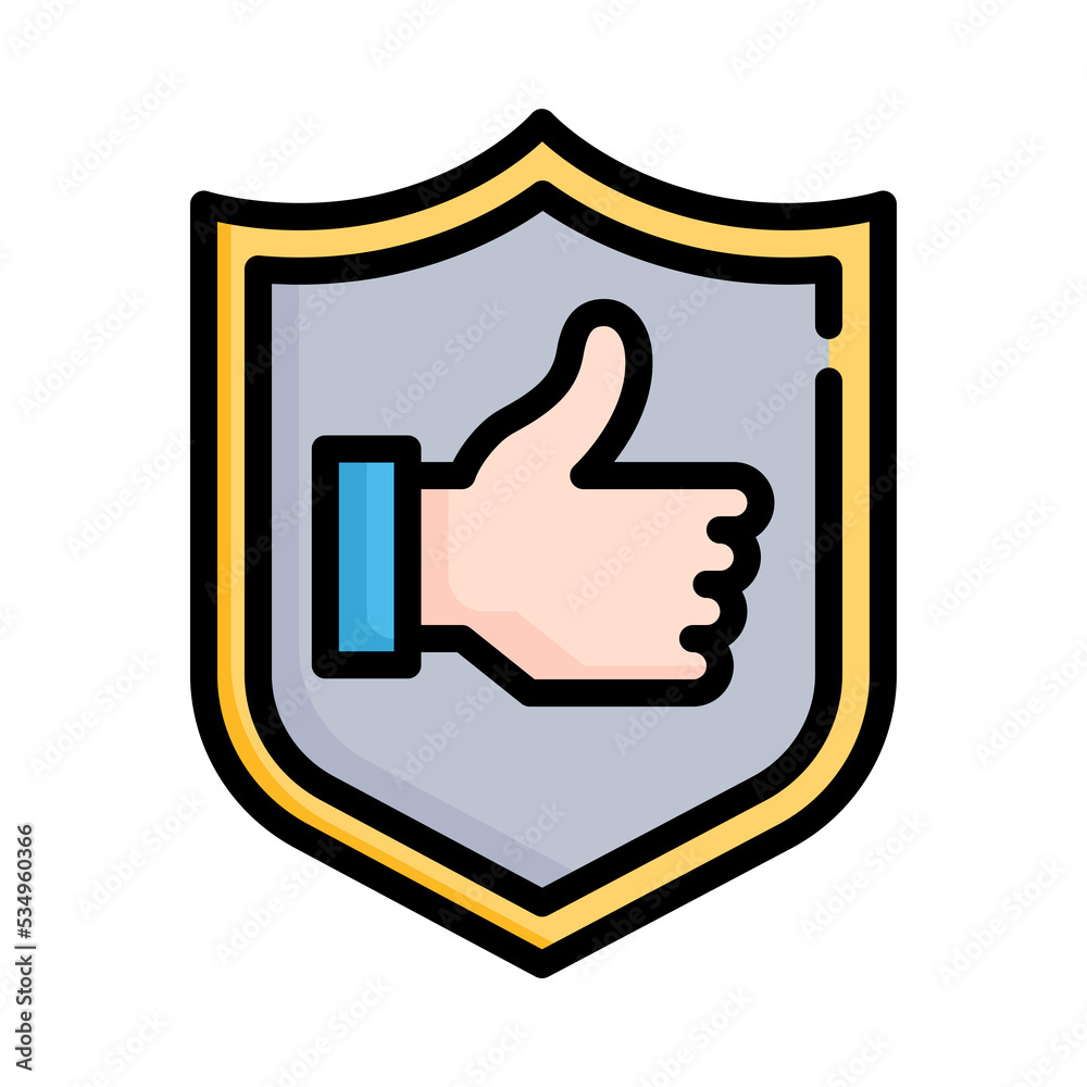 Guarantee icon. Filled outline design. Thump up guarantee certificate with shield. Recommended, bests quality. Guarantee icon. Filled outline design. Thump up guarantee certificate with shield. Recommended, bests quality.