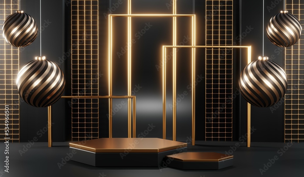 3D rendering of blank product background for cream cosmetics Modern black podium background 3D rendering of blank product background for cream cosmetics Modern black podium background