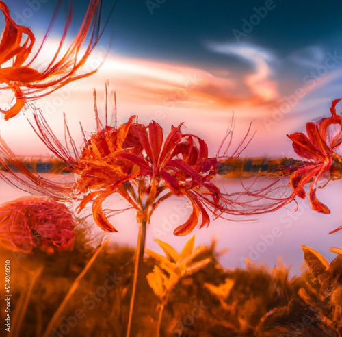 Spider Lilies at Sunset  photo