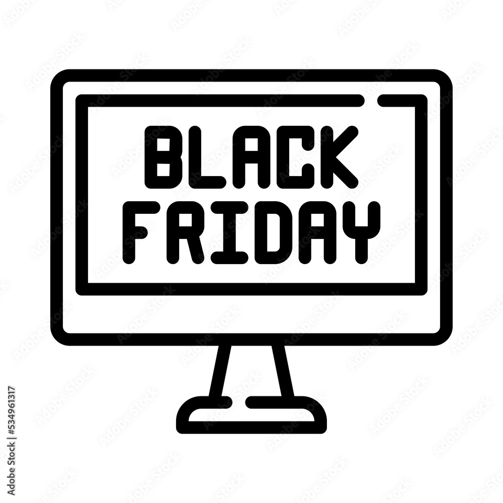 Black friday icon. Outline design. Black friday super sale. Black friday word on computer. For presentation, graphic design, mobile application. Black friday icon. Outline design. Black friday super sale. Black friday word on computer. For presentation, graphic design, mobile application.