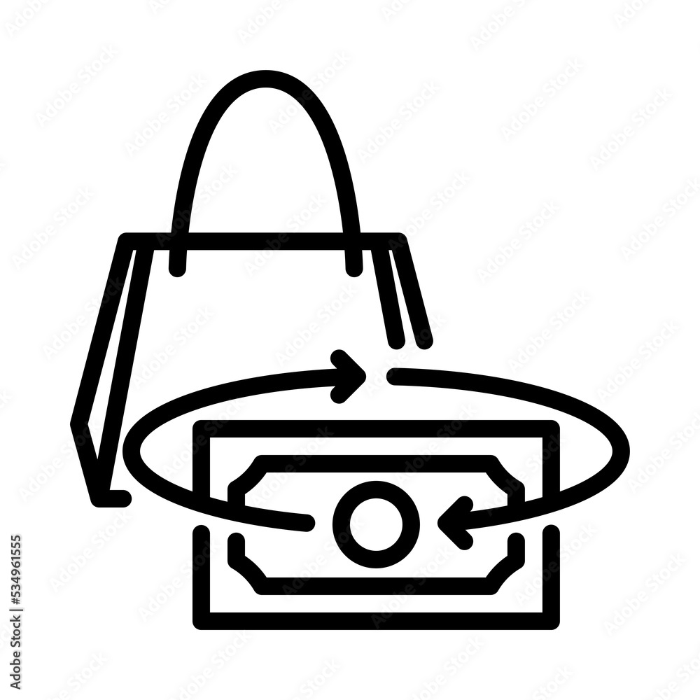 Refund icon. Outline design. Money refund. Money cash back. For presentation, graphic design, mobile application. Refund icon. Outline design. Money refund. Money cash back. For presentation, graphic design, mobile application.
