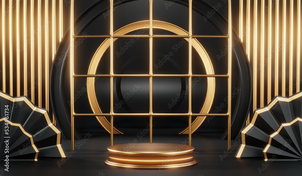 3D rendering of blank product background for cream cosmetics Modern black podium background 3D rendering of blank product background for cream cosmetics Modern black podium background