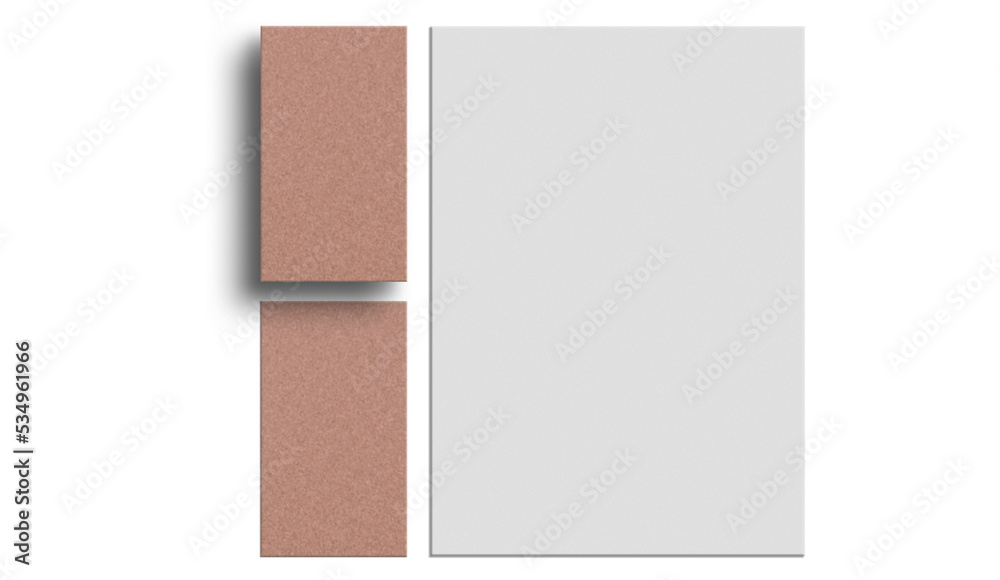 Craft paper document with business card mockup Craft paper document with business card mockup