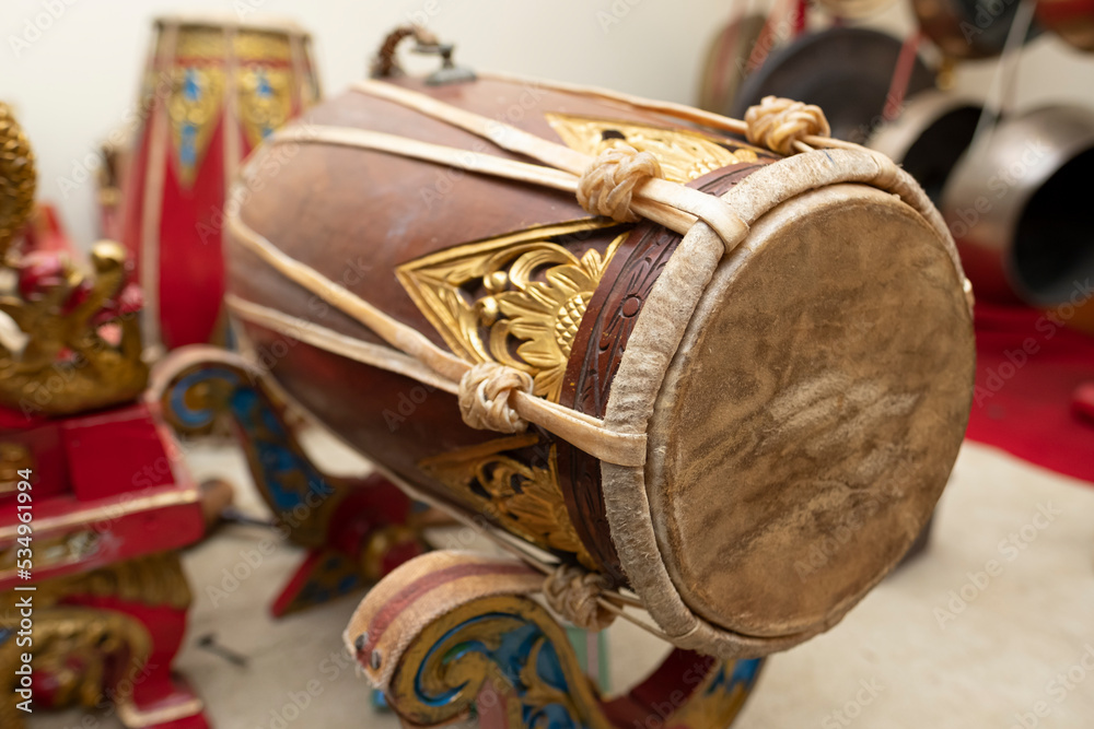 Kendang is one of the primary instruments used in the Gamelan ensembles. Javanese traditional music instrument.