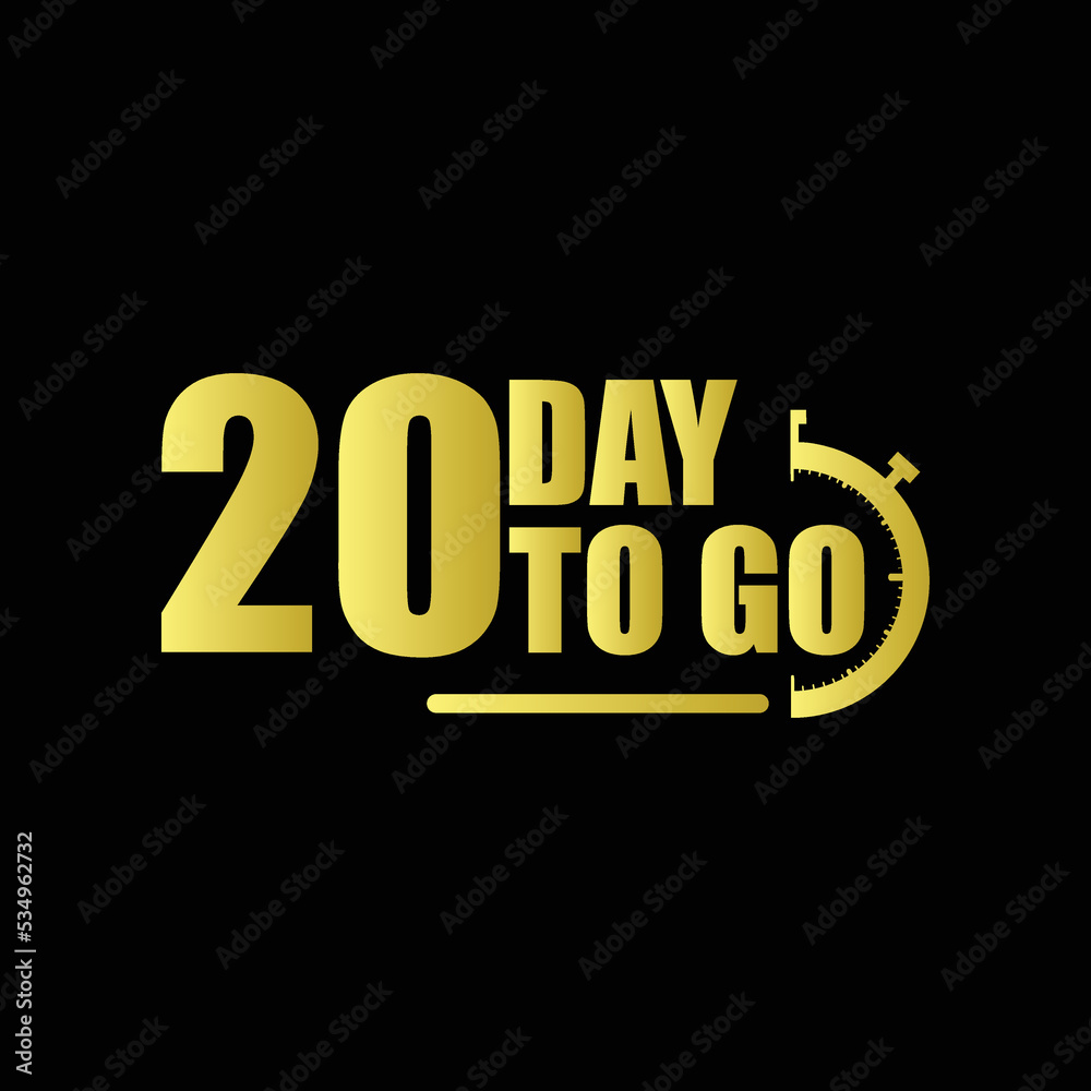 20 day to go Gradient button. Vector stock illustration