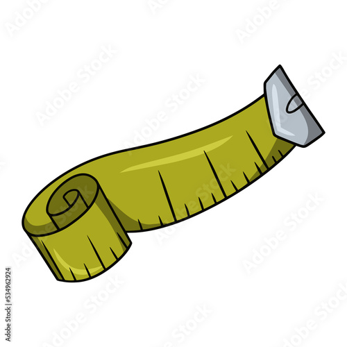 Bright long flexible roulette ruler, vector cartoon