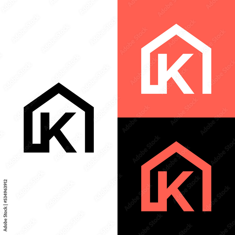 Monogram letter K with real estate logo design vector Monogram letter K with real estate logo design vector