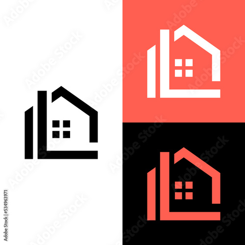 Monogram letter L with real estate logo design vector