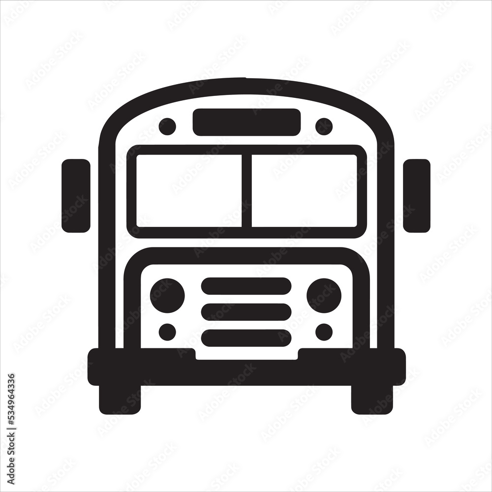 School bus icon. Vector and glyph