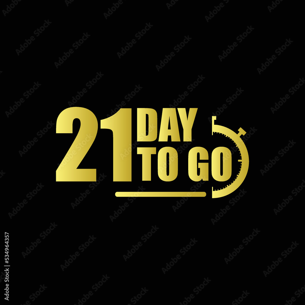 21 day to go Gradient button. Vector stock illustration