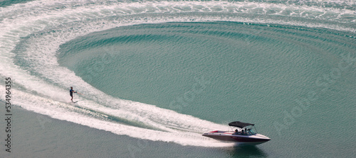 Watersurfing in a circle.
