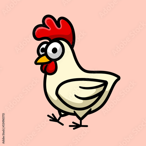 Roaster chicken cartoon mascot, flat design style
