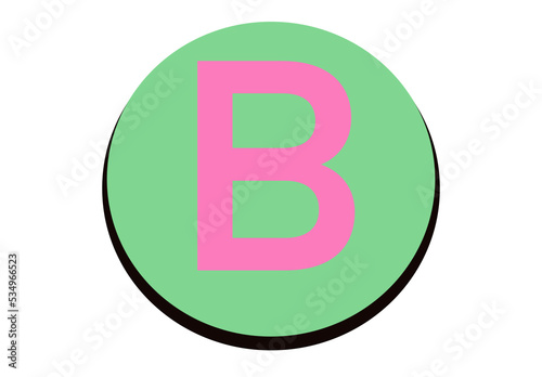 “B” English alphabet green pink