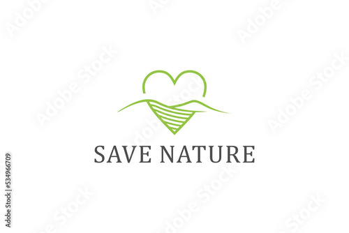 Save nature logo design mountain hill icon symbol