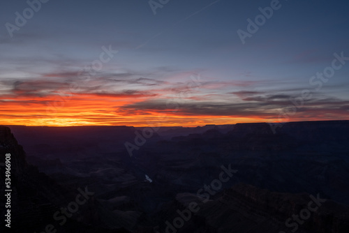 Orange Sunset Colors Lighting Up the Sky Over the Grand Canyon