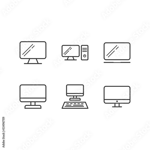  line icons. Computers vector linear icon set.