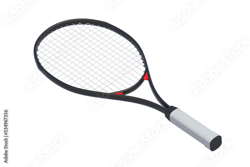 Professional tennis racquet isolated on white background. Sports equipments. 3d render