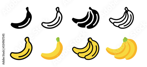 Foto Collection of banana icon vector set illustration