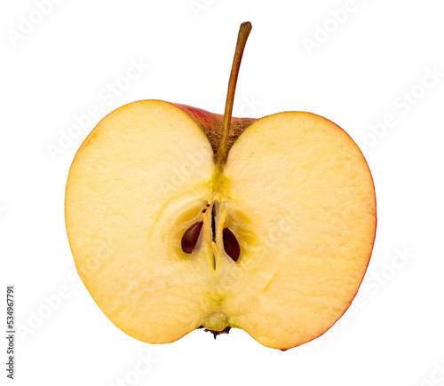Połowa jabłka na przezroczystym tle, pestki
