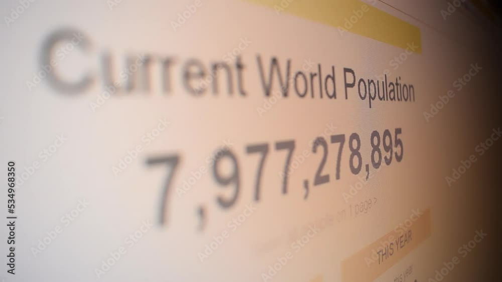 World population count. Today counting. Live changing. Computer screen shot.
Shot of a computer monitor screen displaying live statistics on number of alive people on Earth.