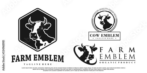Abstact cow icon set logo design with creative concept Premium Vector