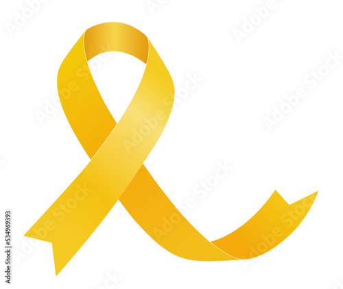 Endometriosis awareness month. Yellow ribbon. Png flat illustration.