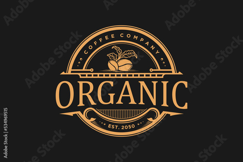 Coffee logo for cafe resto and product label food drink coffee seed farm vintage old style emblem