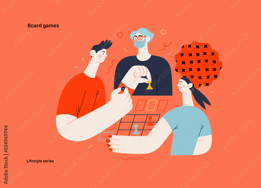Lifestyle series - Board games - modern flat vector illustration of