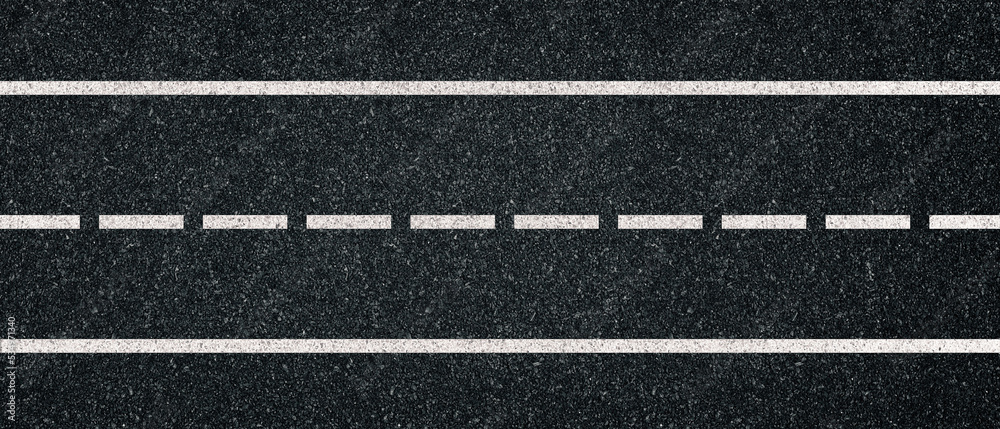 asphalt
road with white lines. Dark gray textured surface.  Banner design