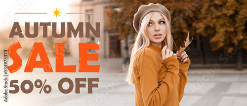 Banner for autumn sale with...