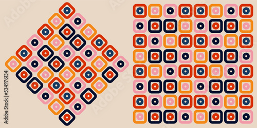 Abstrac colorful background pattern retro 70s. Retro vector design for fabric, pillow, print, fashion, clothing, gift wrap.