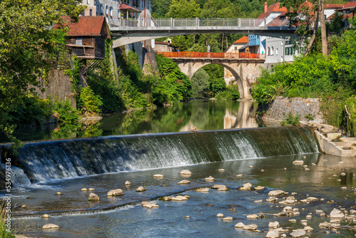 Bridges And Cascade On Selska Sora River In Skofja Loka, Slovenia photo