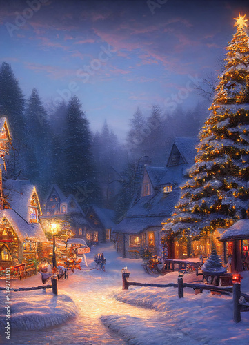 Weihnachts Dorf im Winter romantische Stimmung festlich photo